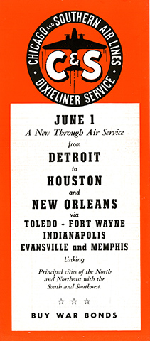 C&S ad for Detroit inaugural service 1945