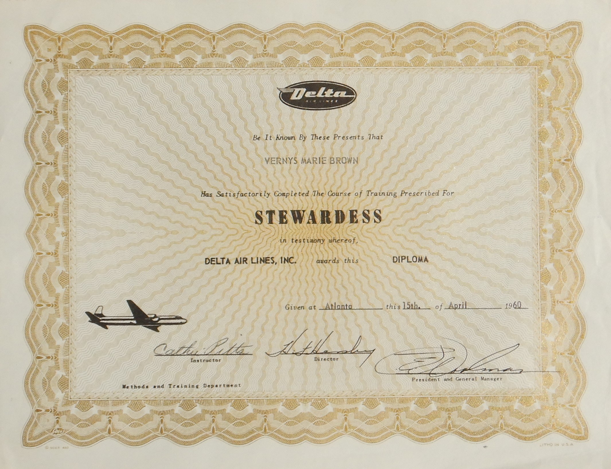 V. Brown Certificate