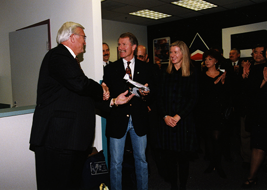 Delta COO Maurice Worth and employees