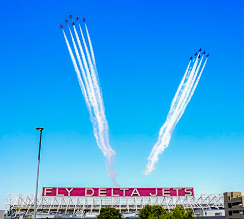 Military flyover, ATL, May 2020