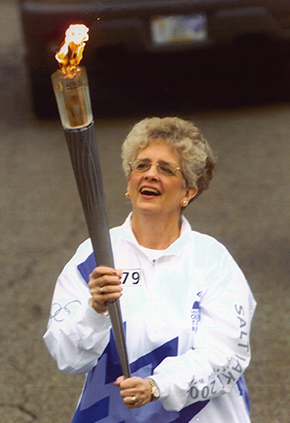 Judy carrying 2002 Olympic torch