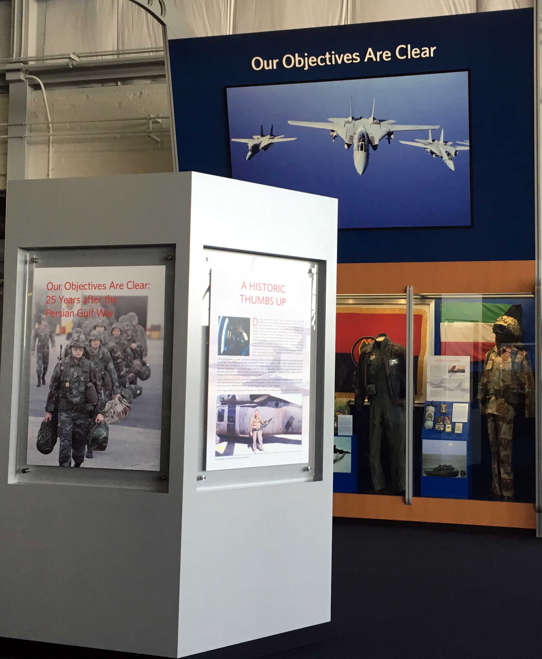 Image of Persian Gulf War Exhibit at the Delta Flight Museum showing exhibit case