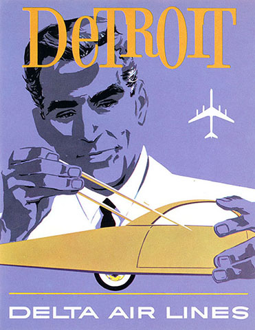 Delta Detroit travel poster, 1961