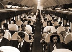 Delta DC-4 interior with passengers